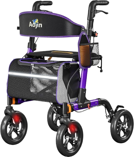 Rollator Walker with Seat, 350 lb Weight Capacity, 18" Big Seat