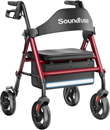 Rollator Walkers with Seat for Seniors, Foldable 8" Big Wheels