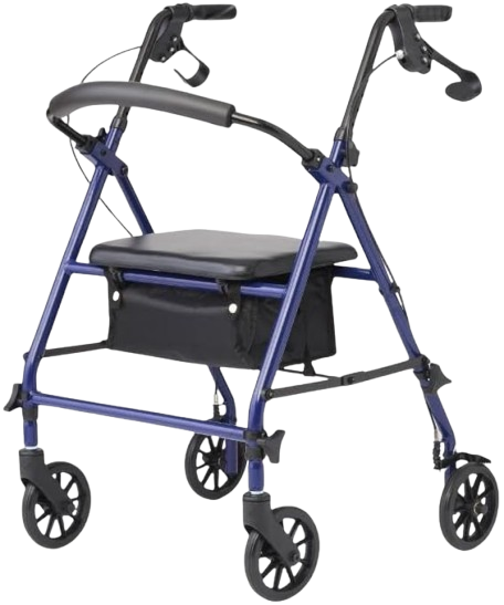 4-Wheel Rollator Walker for Seniors – Blue Rolling Walker with Seat